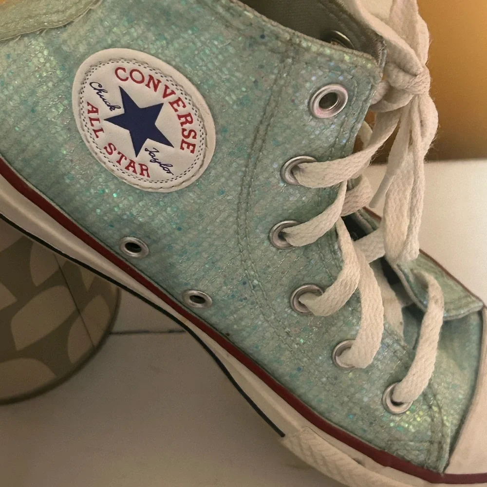 Converse Kids High-Top Sneakers - Sparkling Aqua Sz 1 - Picture 2 of 4